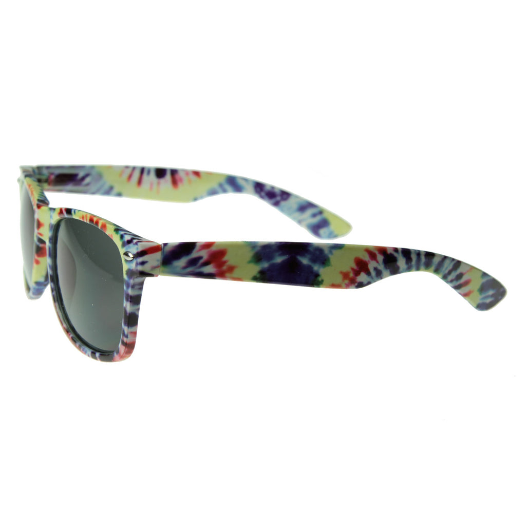 Tie-Dye 1970's Radical Print Horn Rimmed Sunglasses