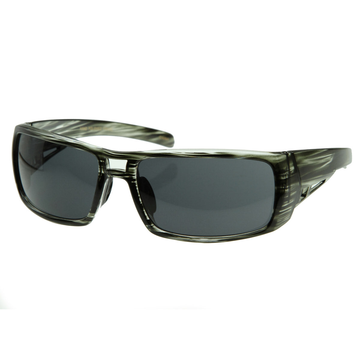Bold Rectangle Striped Sports Wrap Sunglasses
