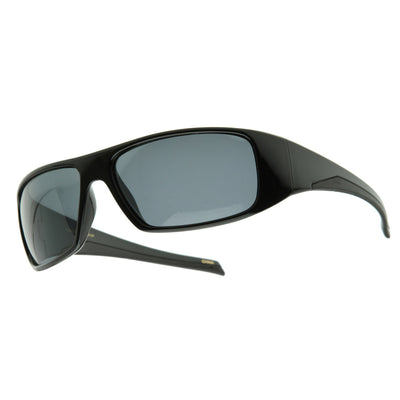 Bold Rectangular Polarized Sports Wrap Sunglasses
