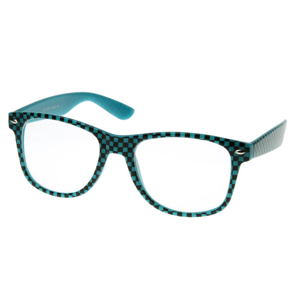 Neon Glow in the Dark Clubbing Raver Party Fun Checkered Horn Rimmed Glasses