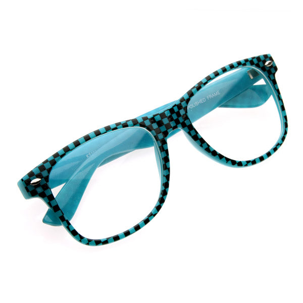 Neon Glow in the Dark Clubbing Raver Party Fun Checkered Horn Rimmed Glasses