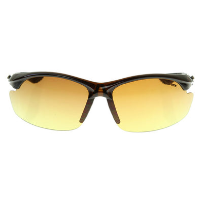 X-Loop Large HD Vision Eyewear Half Frame Sports Wrap Sunglasses w Amber Lens