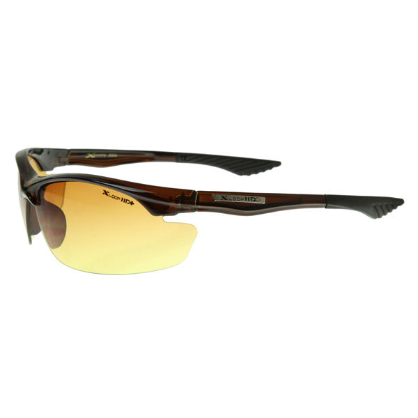X-Loop Large HD Vision Eyewear Half Frame Sports Wrap Sunglasses w Amber Lens