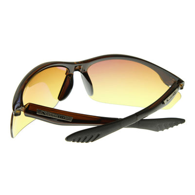 X-Loop Large HD Vision Eyewear Half Frame Sports Wrap Sunglasses w Amber Lens