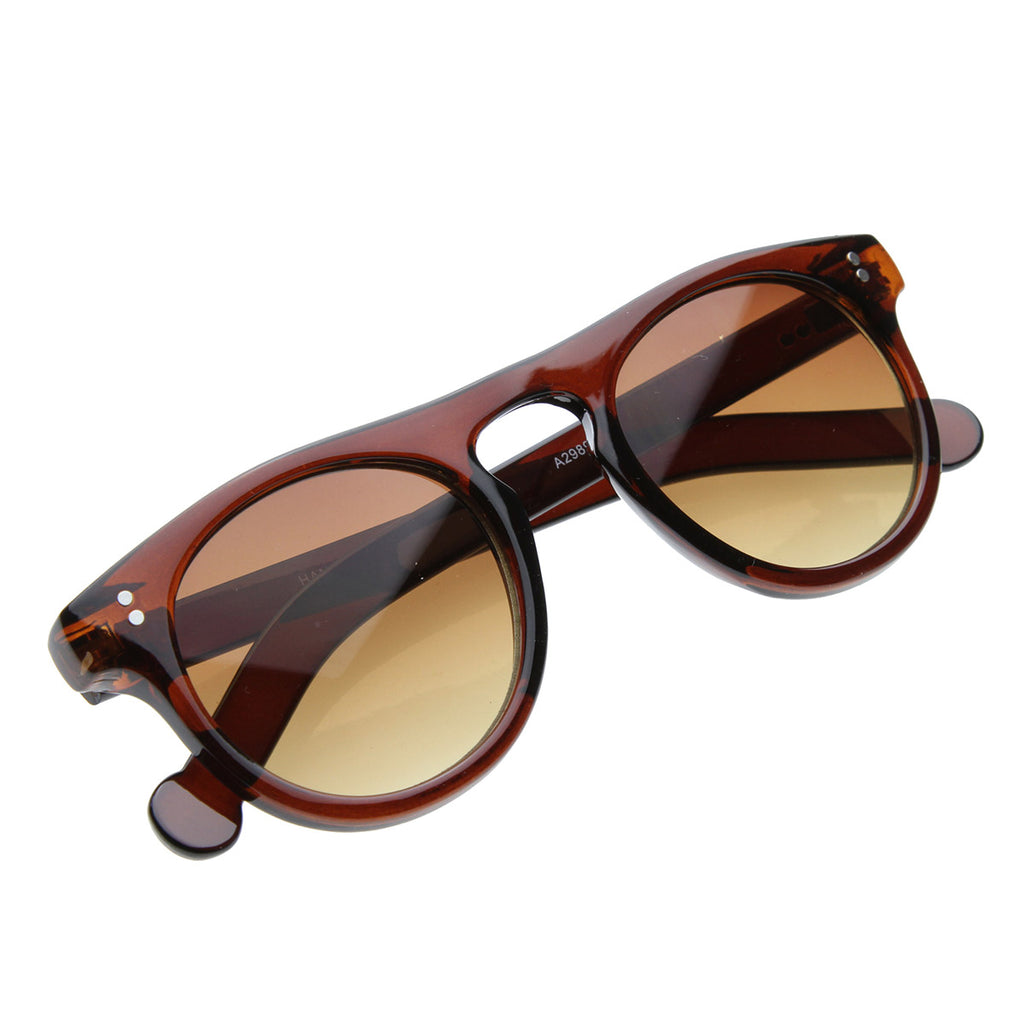 Vintage Thick Frame Keyhole Horn Rimmed Sunglasses 8309