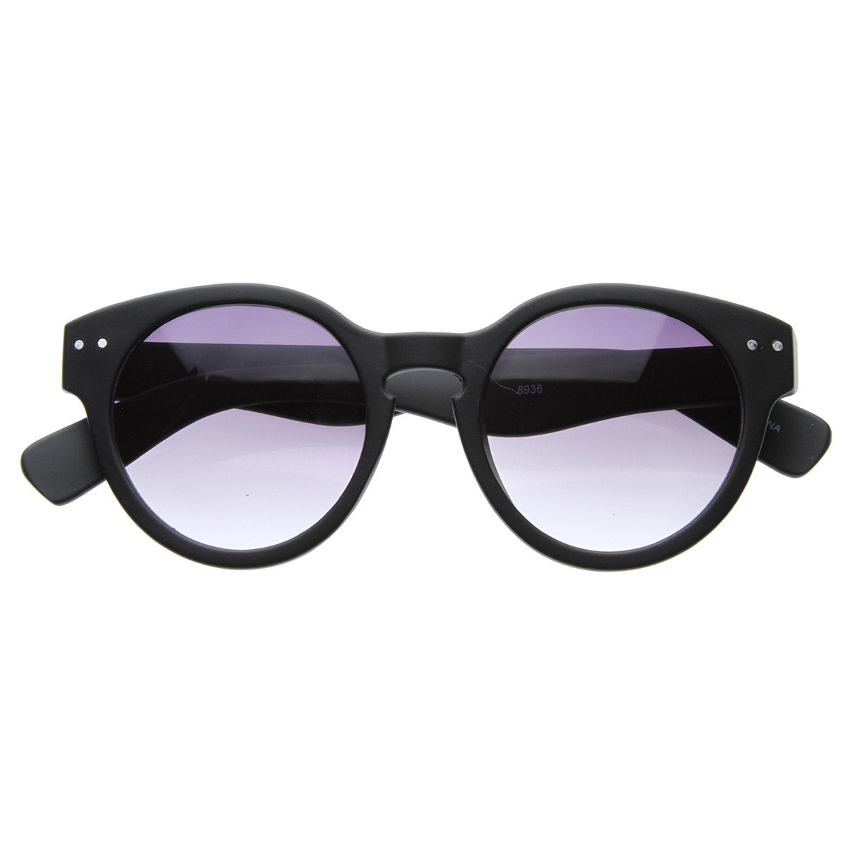 Retro Eyewear Vintage Inspired Bold Thick Circle Frames Round Sunglasses, Shiny Black