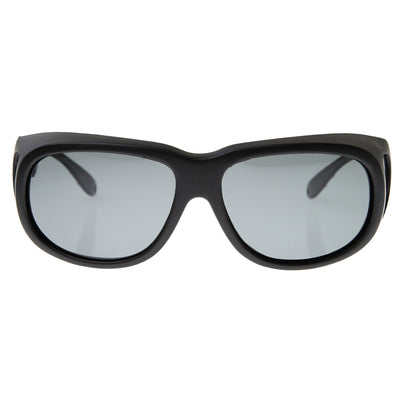 New Polarized Anti Glare Lens Large Cover Wrap Sunglasses with Side Lens, Shiny Black