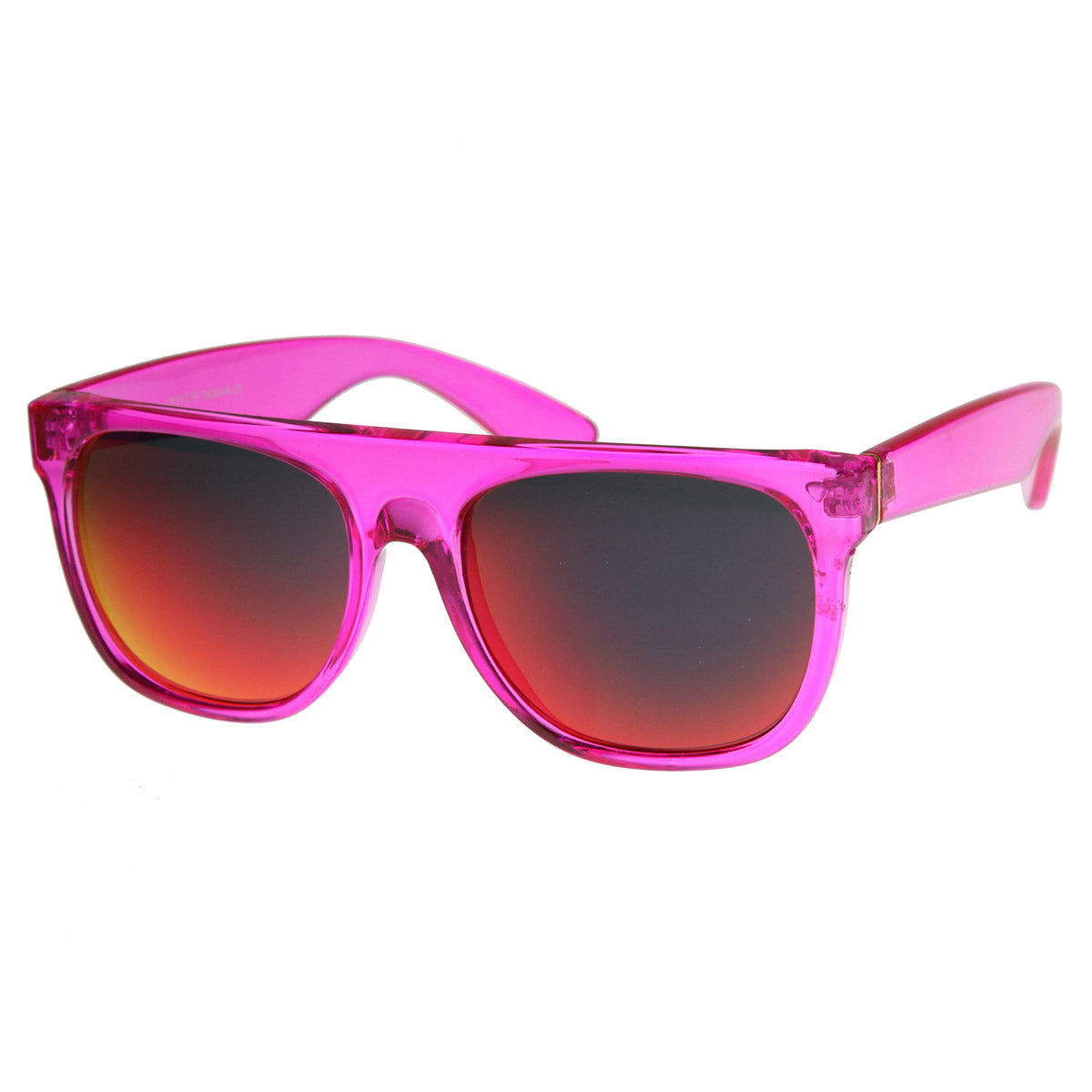 Super Transparent Crystal Neon Color Flash Mirror Lens FlatTop Horn Rimmed Sunglasses