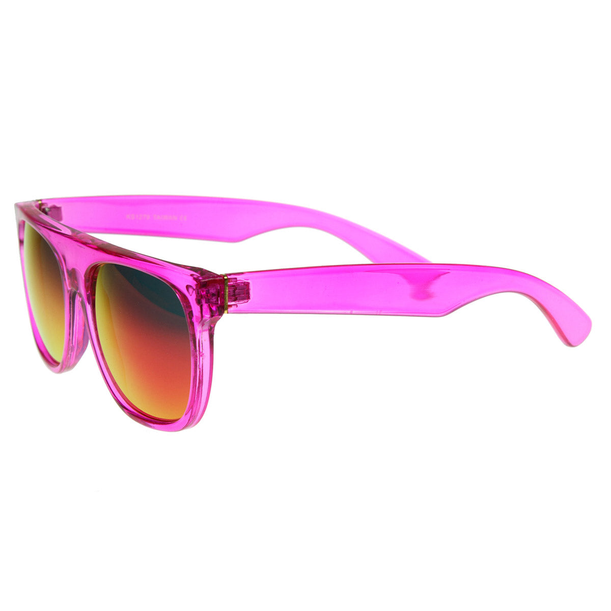 Super Transparent Crystal Neon Color Flash Mirror Lens FlatTop Horn Rimmed Sunglasses