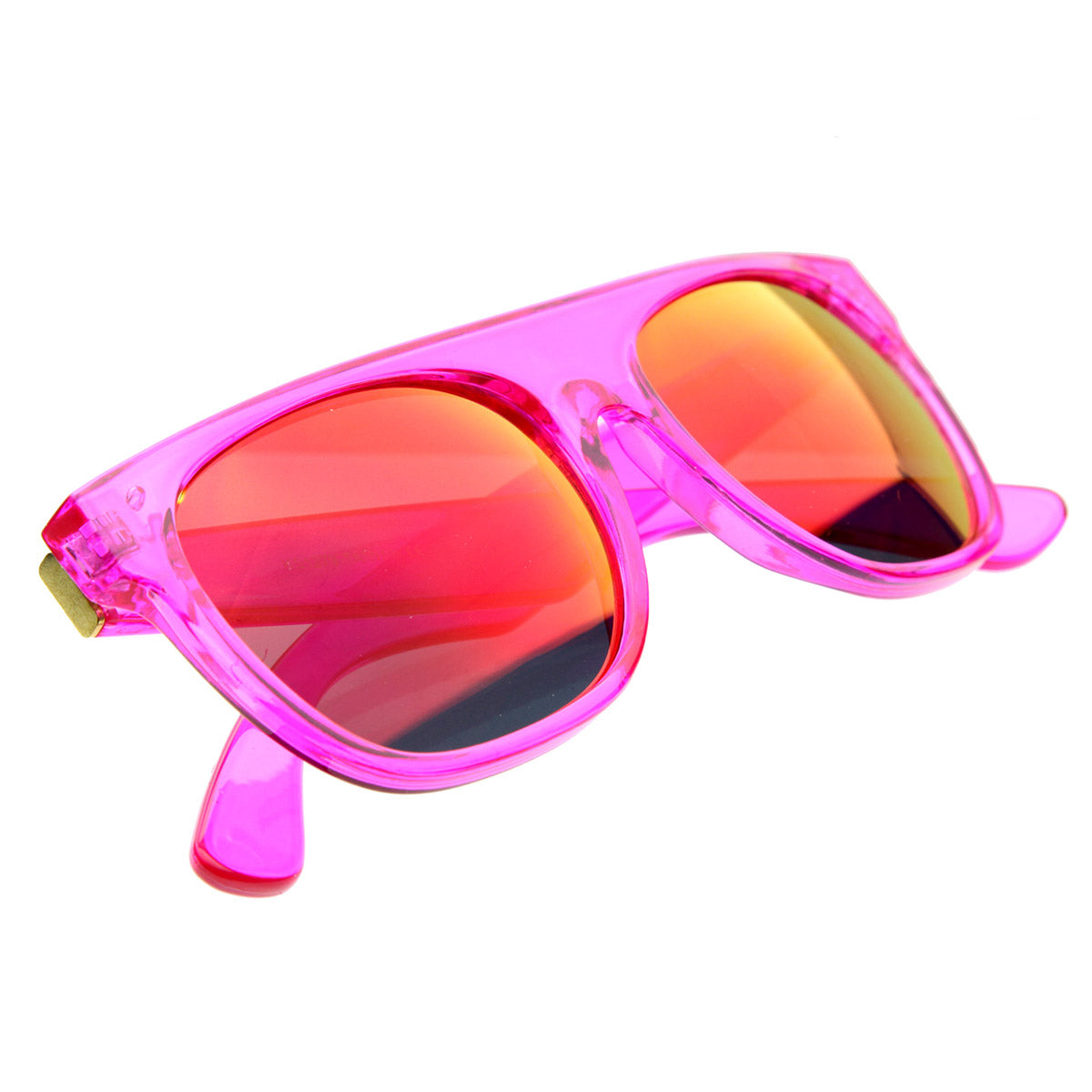 Super Transparent Crystal Neon Color Flash Mirror Lens FlatTop Horn Rimmed Sunglasses