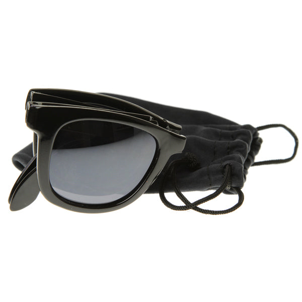 Limited Edition Folding Folding Compact Pocket Horn Rimmed Sunglasses 8377 + Pouch