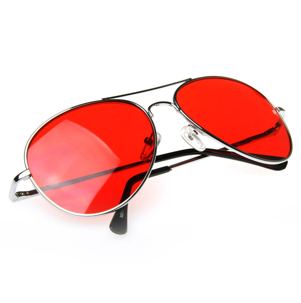Colorful Premium Silver Metal Aviator Glasses with Color Lens Sunglass ...