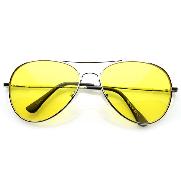 Colorful Premium Silver Metal Aviator Glasses with Color Lens Sunglass ...