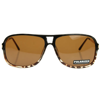 Classic Polarized Vintage Inspired Flat Top Plastic Aviator Sunglasses