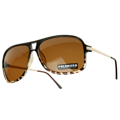 Classic Polarized Vintage Inspired Flat Top Plastic Aviator Sunglasses