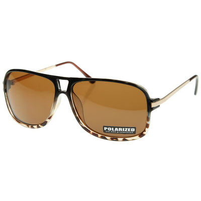 Classic Polarized Vintage Inspired Flat Top Plastic Aviator Sunglasses