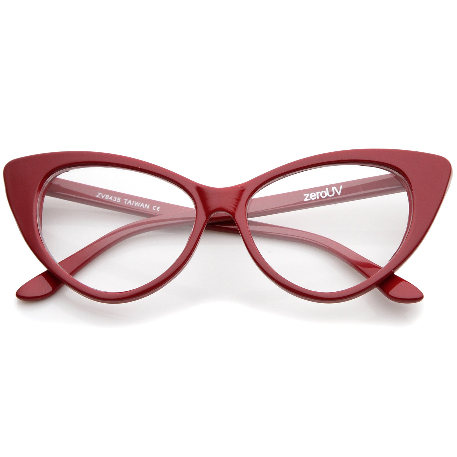 Emblem Eyewear - Super Cat Eye Glasses Vintage Fashion Mod Clear Lens  Eyewear (Red, 0) 