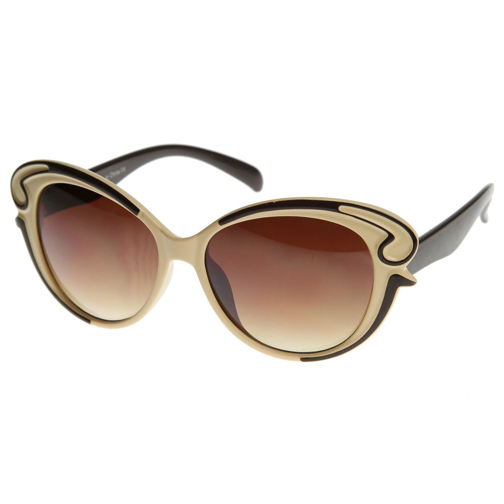 Designer Inspired Butterfly Frame Baroque Style Oversized Fashion Sunglasses
