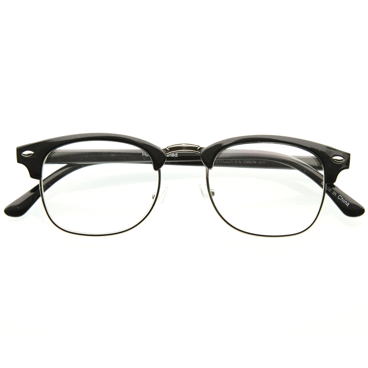 Vintage Inspired Classic Half Frame Horn Rimmed Clear Lens Glasses Sunglassla 0218