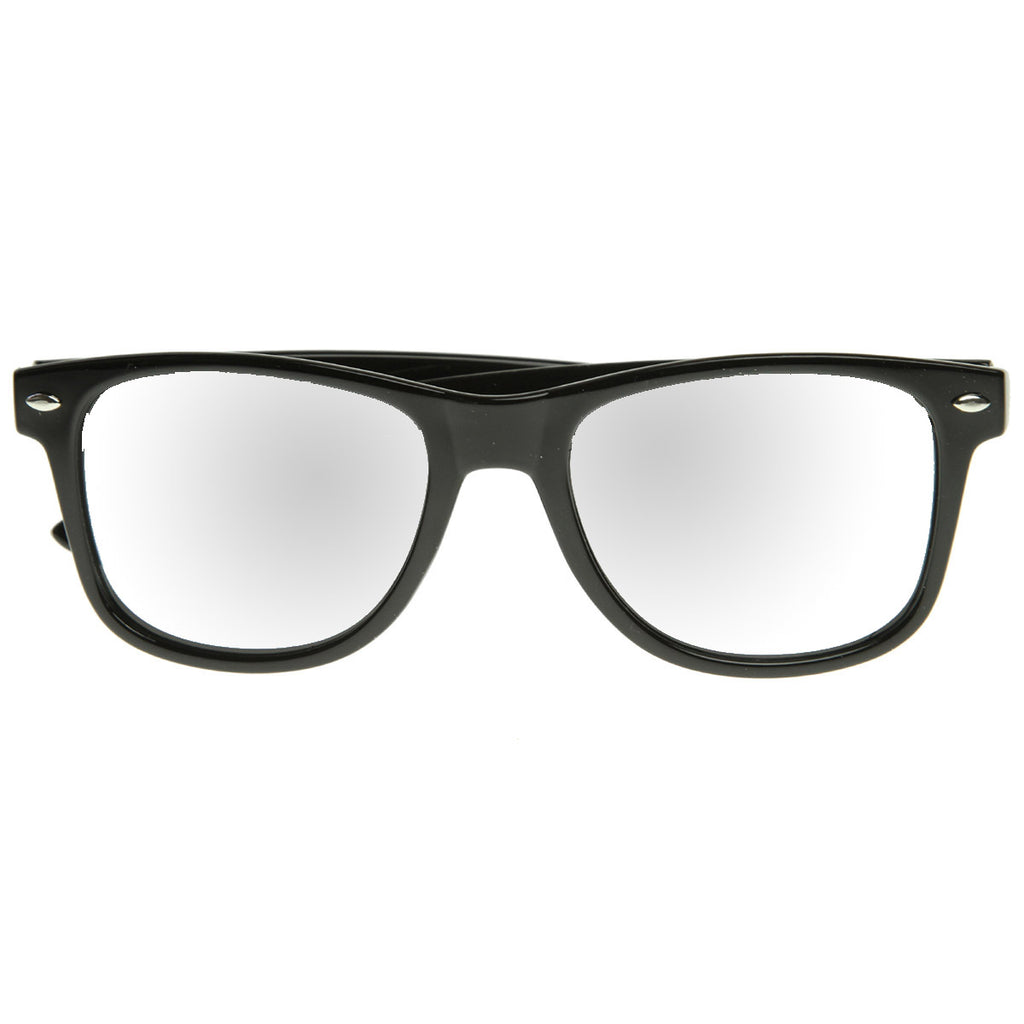 Classic Retro Fashion Horn Rimmed Style Sunglasses w/ Fully Mirrored Lens