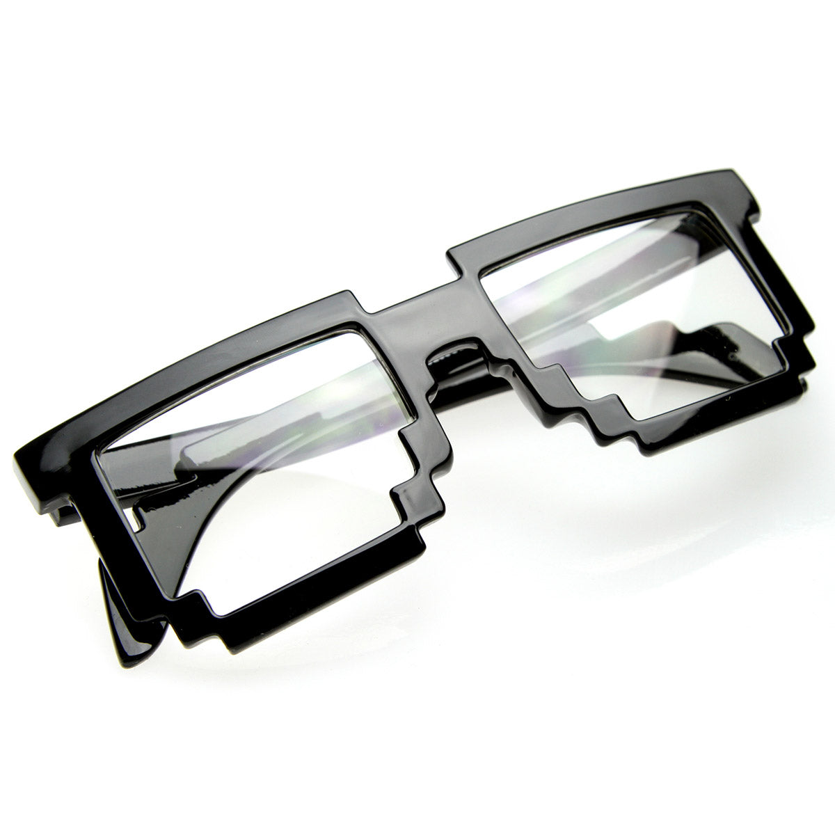 Pixelated 8 Bit Clear Lens Computer Nerd Geek Gamer Glasses sunglass.la