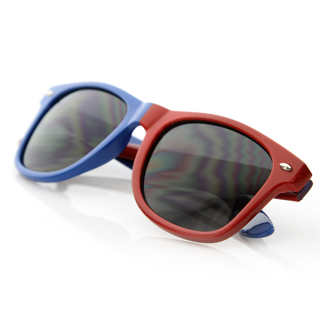 Half  & Half Color Combo Horn Rimmed Sunglasses Team Sports Fanatic Sunglasses