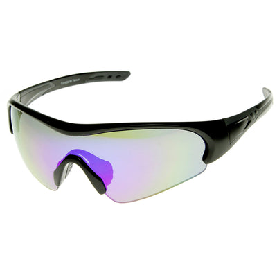 Action Sports TR90 Half Frame Flash Mirror Sports Sunglasses, Matte-Black Ice