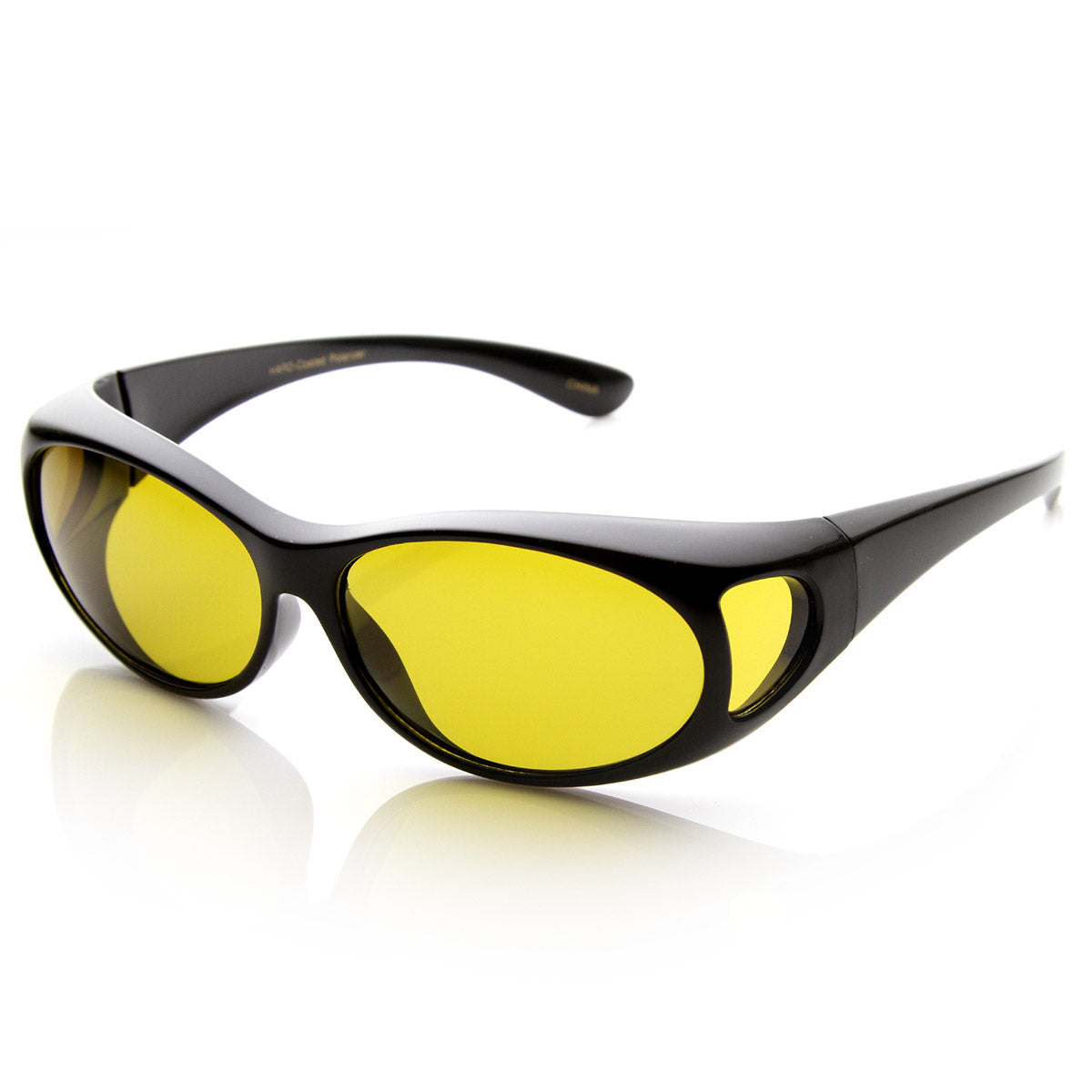 Polarized Rectangular Aviator Sunglasses for Men in Shiny Black / Solid Grey - Circle Sunglasses - Eyewear for Driving UV 400 Protection