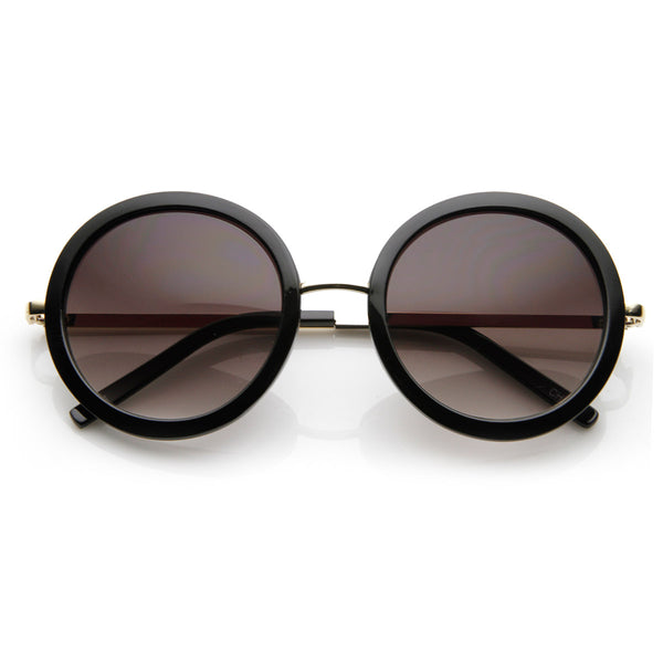 Womens Round Oversized Circle Sunglasses w Metal Arms sunglass.la