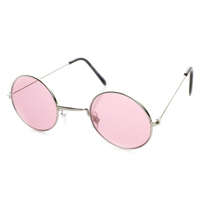 Classic Small Metal Lennon Style Color Tinted Round Sunglasses 