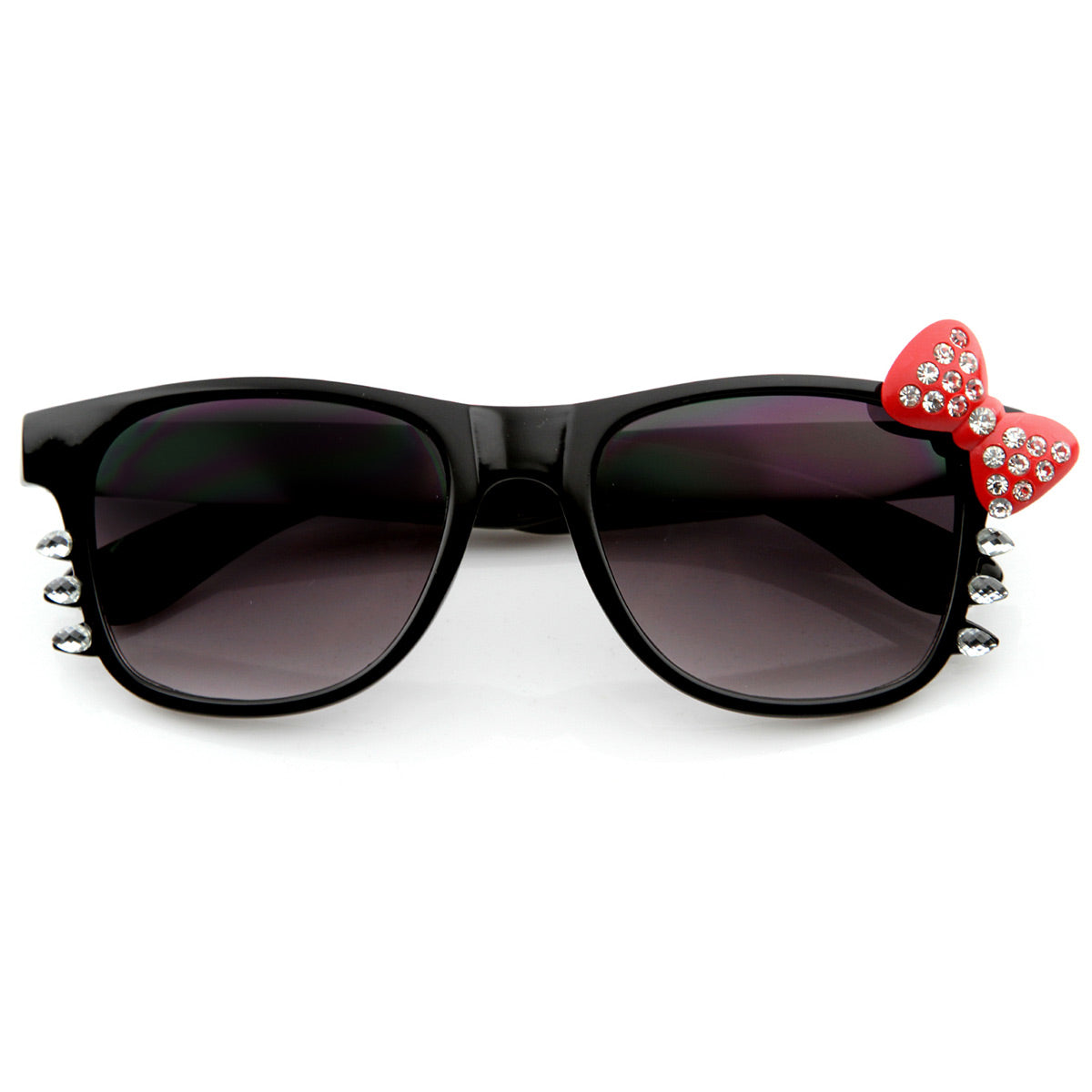 Black Hot-Pink Bow White Stones