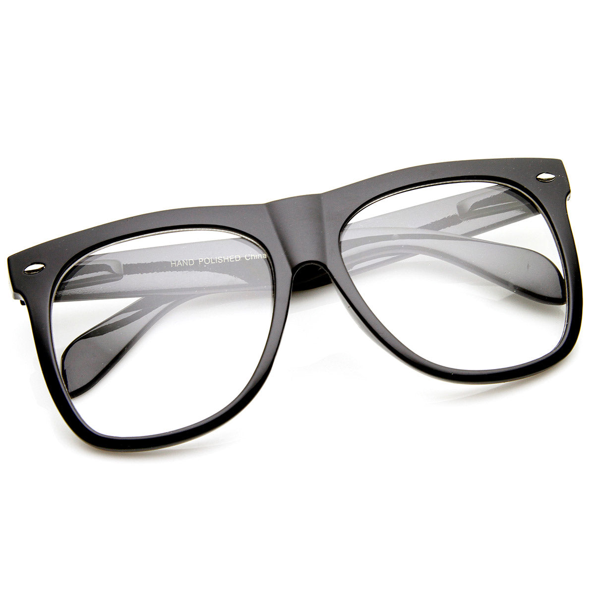 Mens Tempered Glass Lens Classic Oversize Sport Horn Rim Sunglasses Shiny  Black Green 