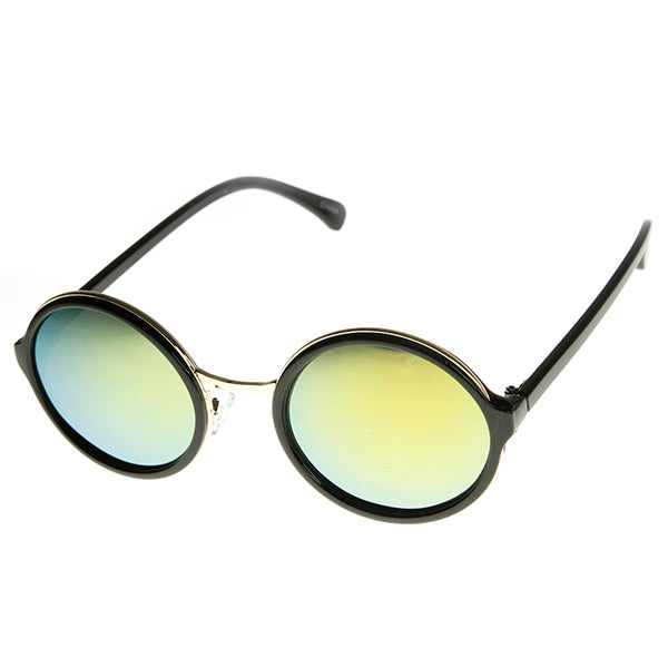 Classic Round Plastic Metal Frame with Flash Mirror Lens