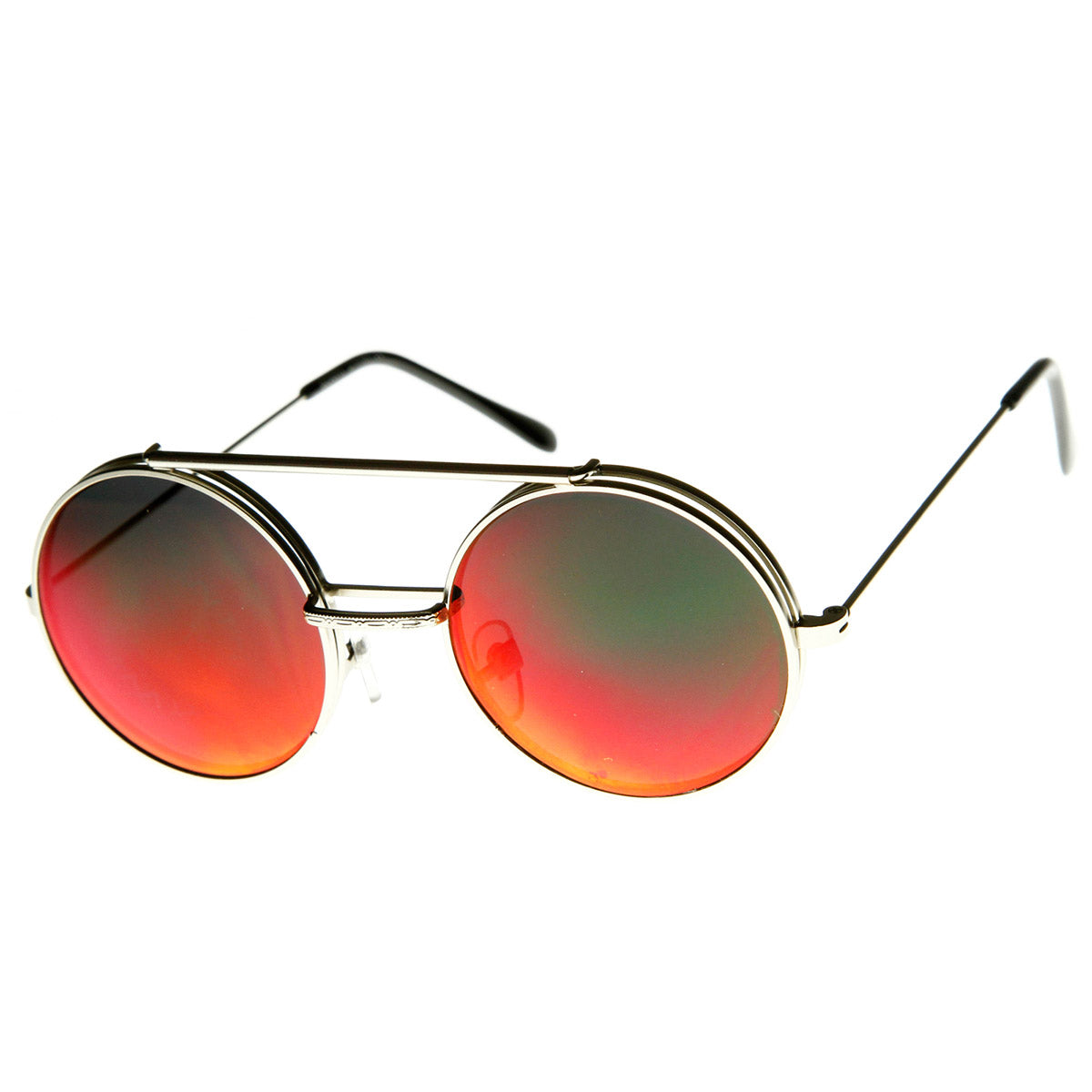 Limited Edition Color Flip-Up Lens Round Circle Django Sunglasses (Green) -  C011CL3IYH7