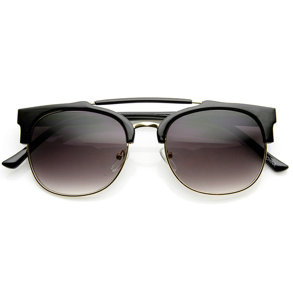 Double Bridge Classic Semi-Rimless Gradient Sunglasses