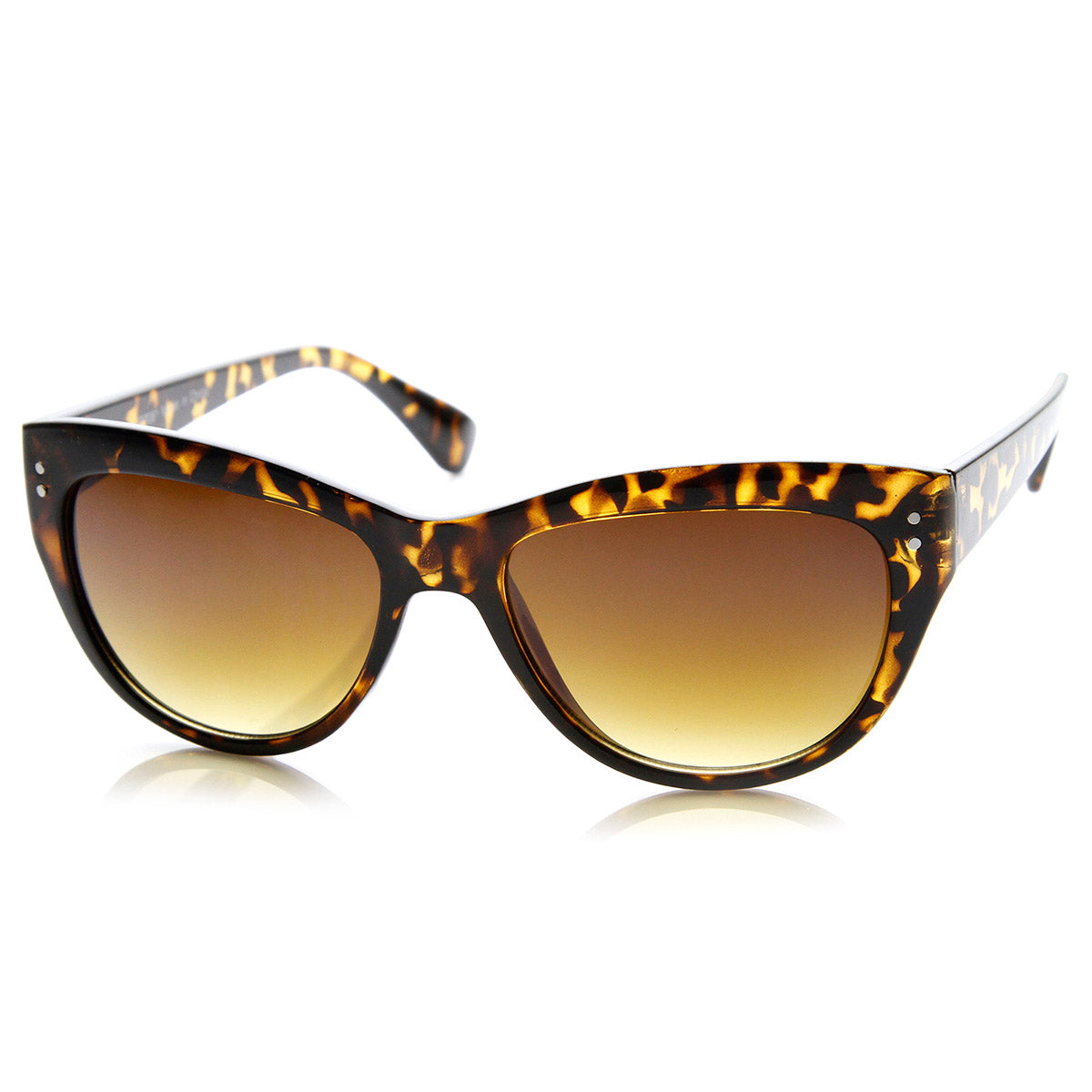 Womens Fashion Riveted Mid Sized Cateye Sunglasses