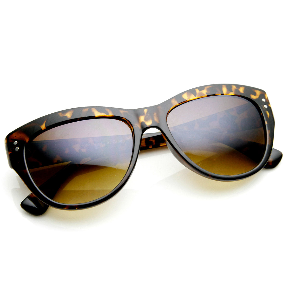 Womens Fashion Riveted Mid Sized Cateye Sunglasses