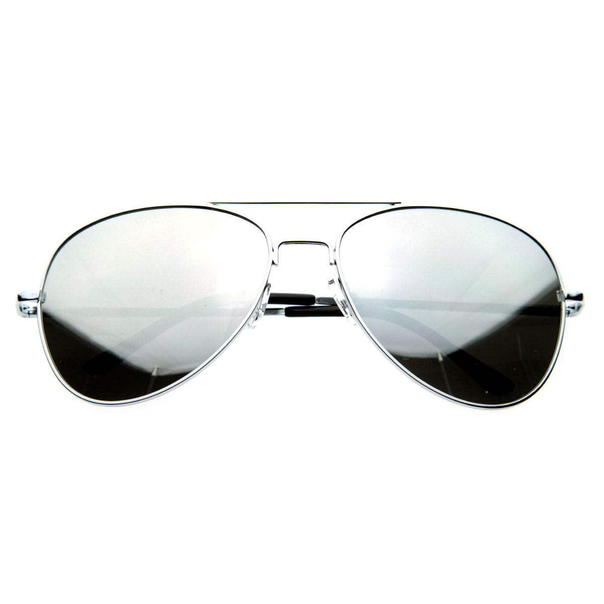Premium Mirrored Aviator Top Gun Sunglasses w/ Spring Loaded Temples, Silver Each