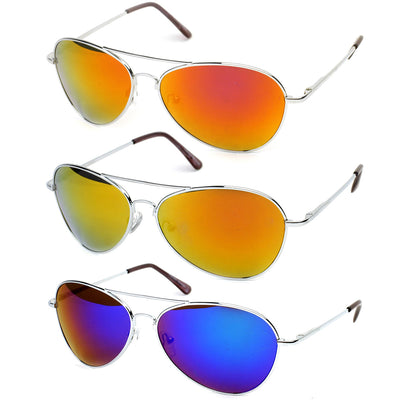 Premium Full Mirrored Aviator Sunglasses w/ Flash Mirror Lens