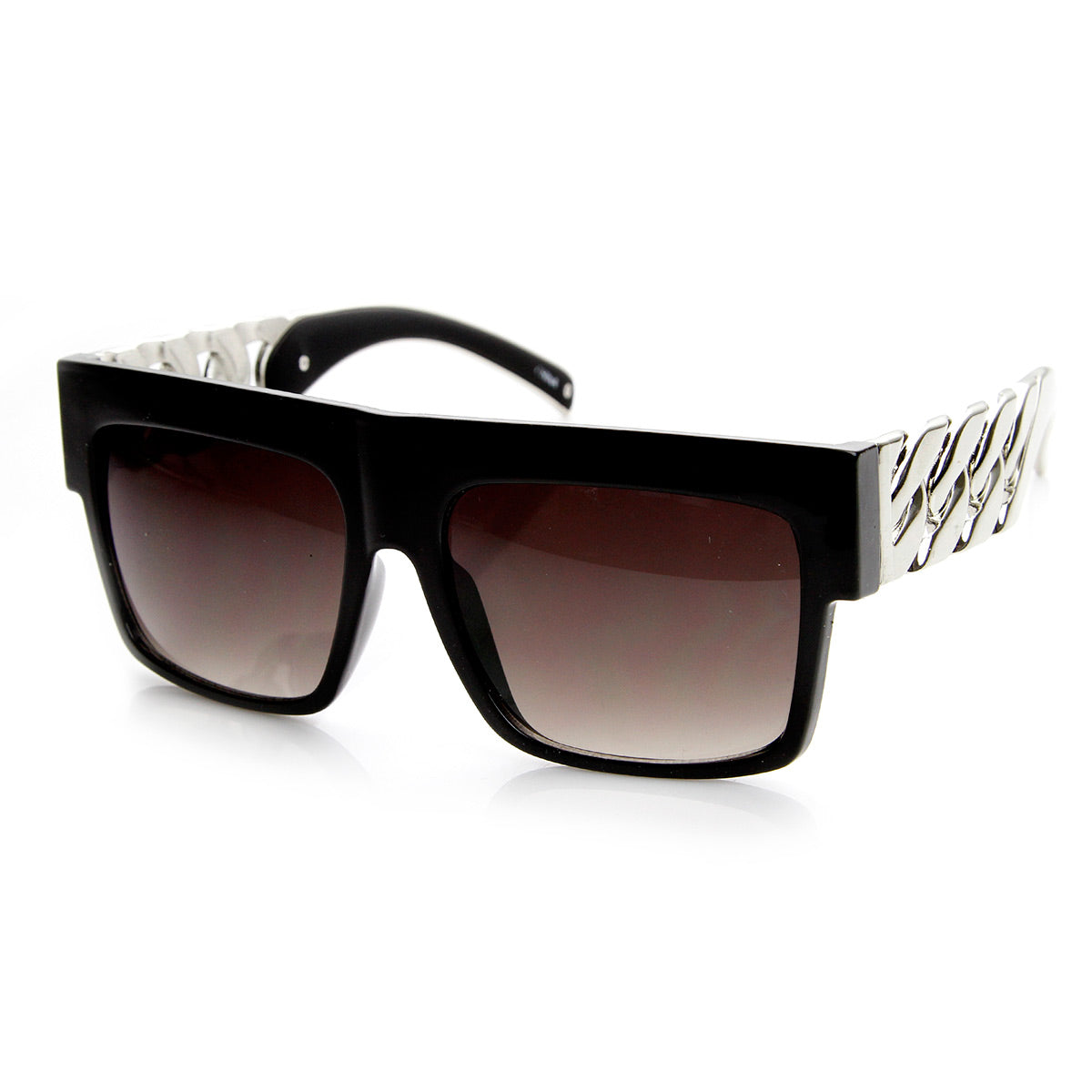 High Fashion Metal Chain Arm Flat Top Aviator Sunglasses - sunglass.la