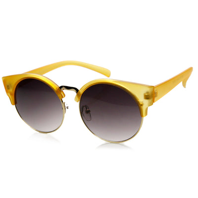 Chic Half Frame Semi-Rimless Round Cat Eye Sunglasses