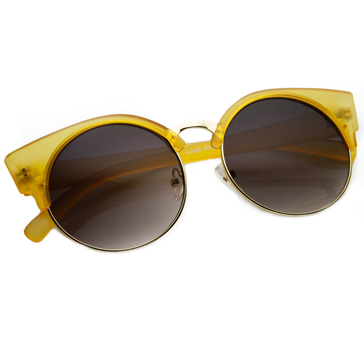 Chic Half Frame Semi-Rimless Round Cat Eye Sunglasses