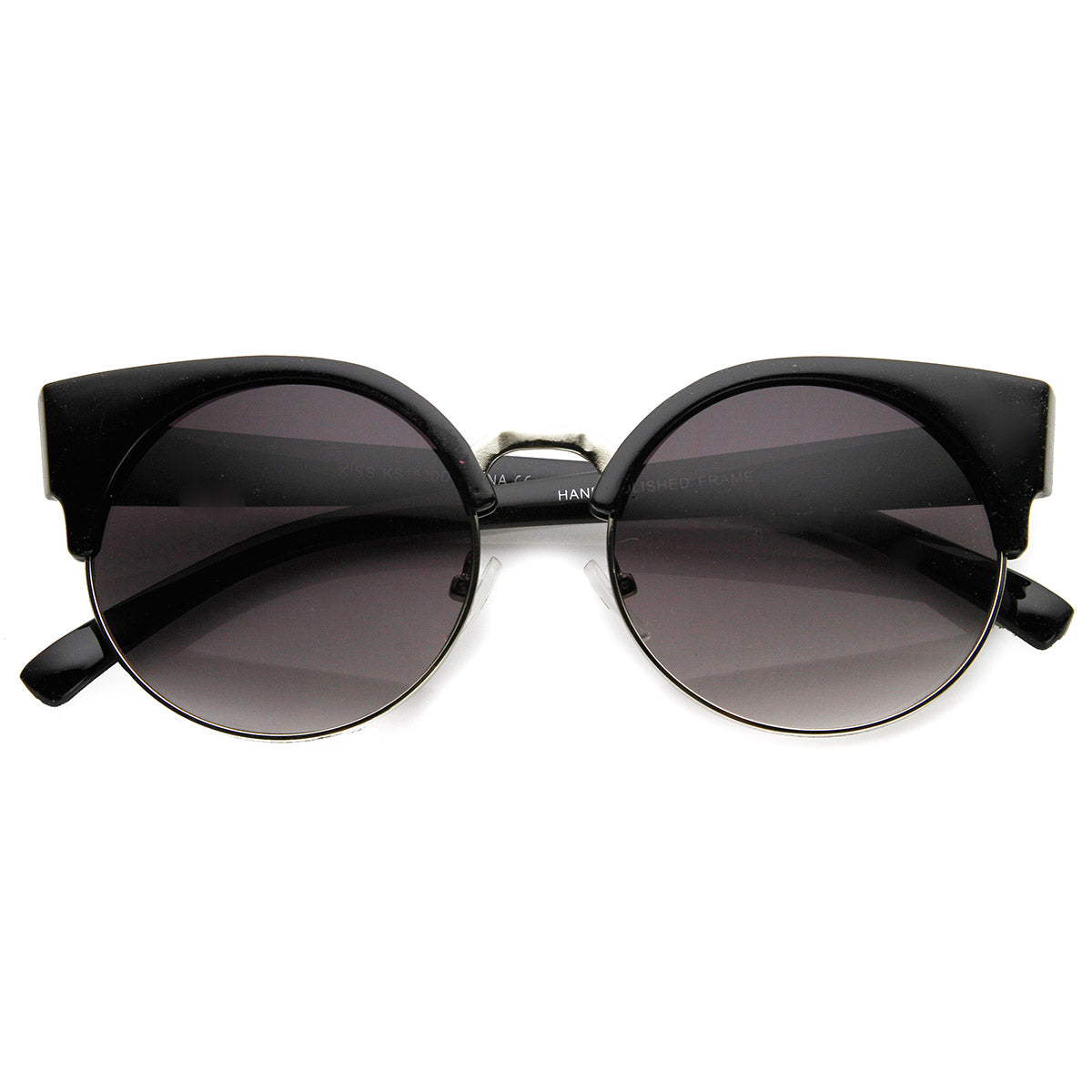 Chic Half Frame Semi-Rimless Round Cat Eye Sunglasses - sunglass.la