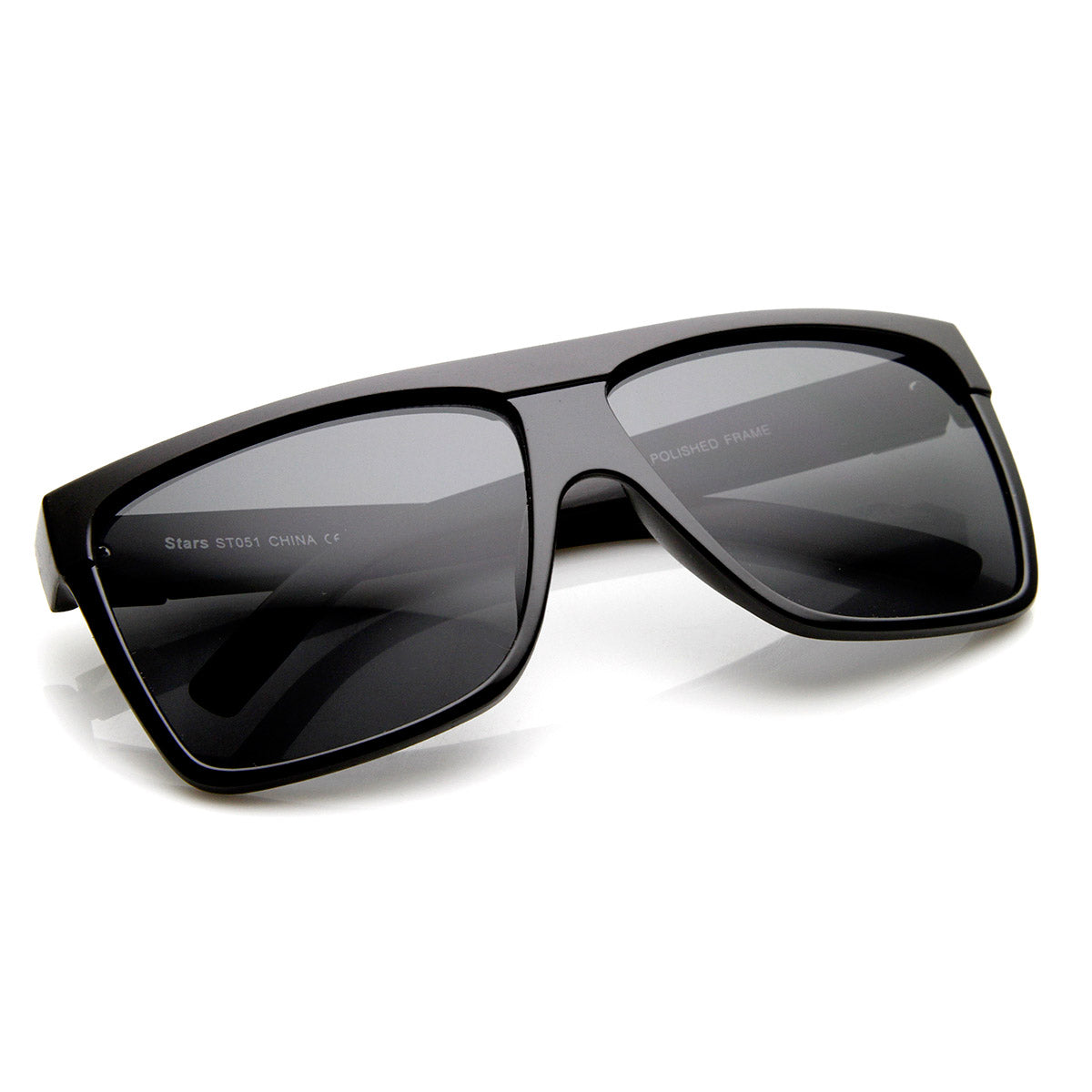 Unisex Flat Top Square Sunglasses Black