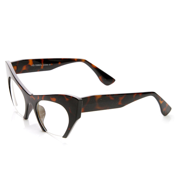 Semi-Rimless Cat Eye Clear Lens Glasses- Multi Color Tortoise Frame – SAAK  EYEWEAR