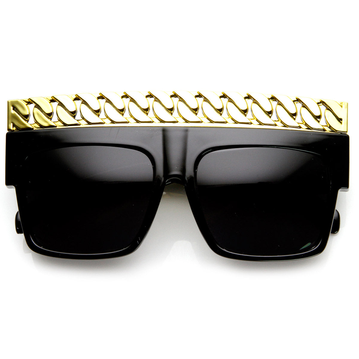High Fashion Bold Chain Top Square Celebrity Sunglasses 