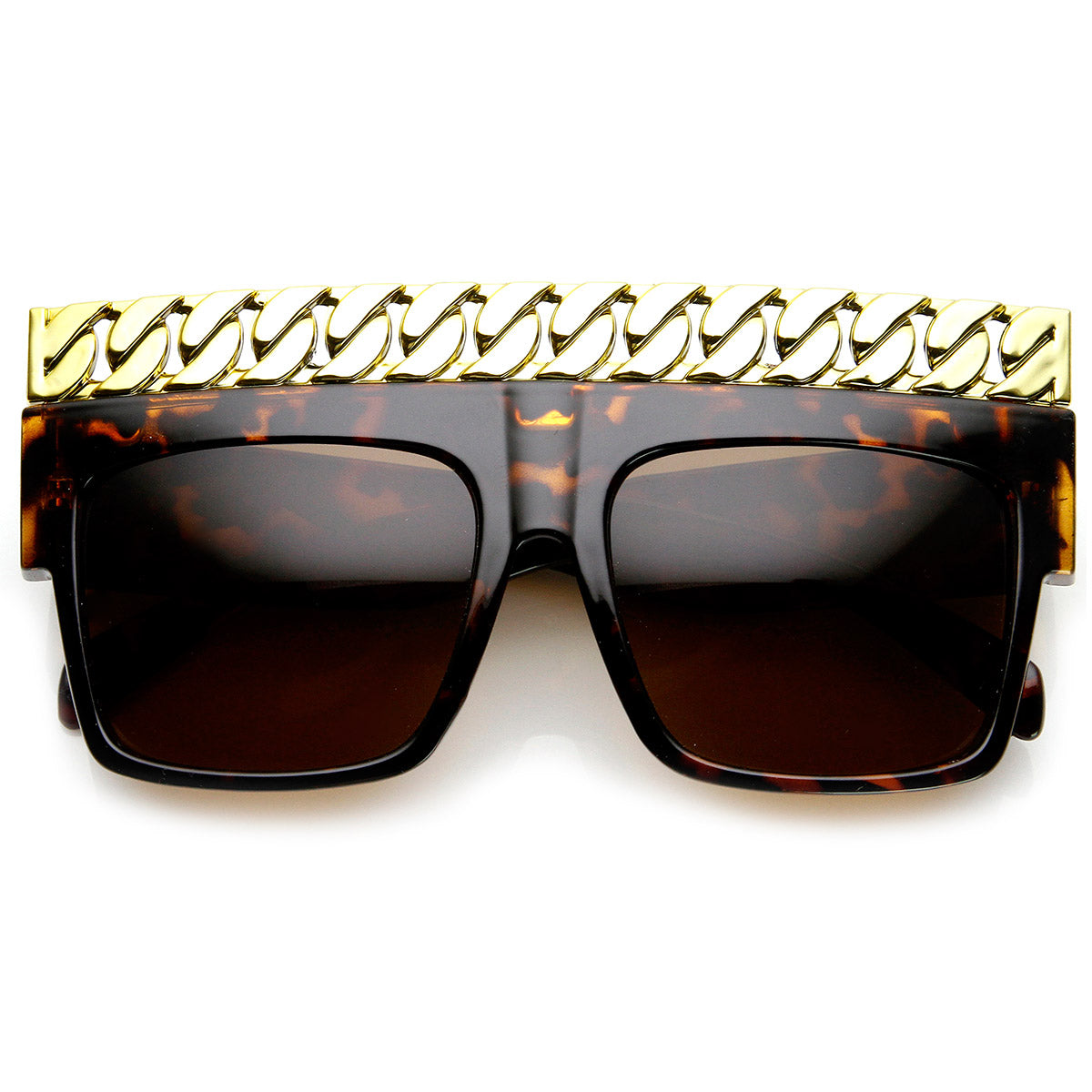 High Fashion Bold Chain Top Square Celebrity Sunglasses sunglass.la