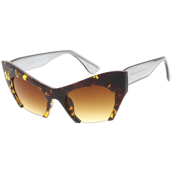 Women's Fashion Semi-Rimless Bottom Cut Cat Eye Sunglasses - sunglass.la