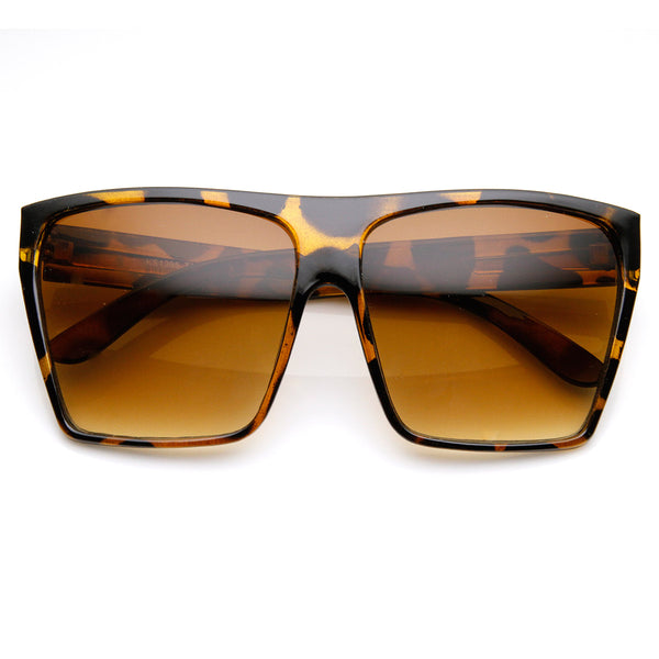 Luxury Square Flat Top Retro Celebrity Inspired Fashion Sunglasses P2136 -  Black-smoke Lens - CX11JQQFKER