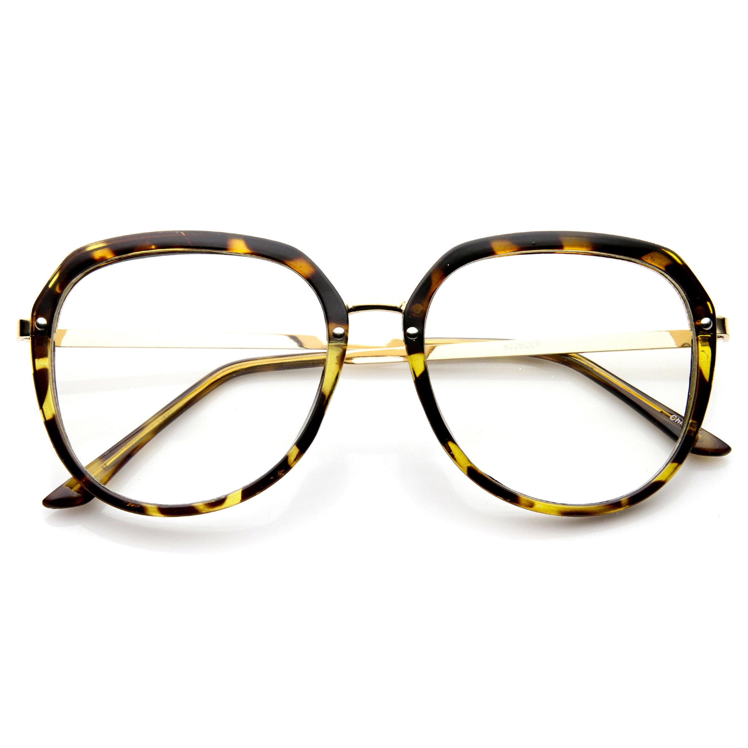 Womens Metal Plastic Frame Clear Lens Eyewear Round Glasses